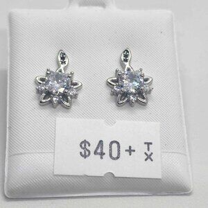 Sterling Silver 925 Floral CZ Earrings – Delicate Sparkling Design